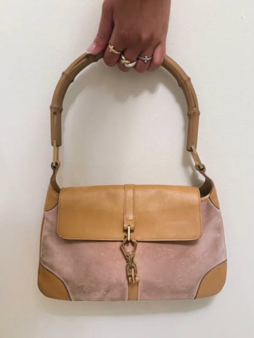 Gucci Bamboo Pink Suede Jackie Bag